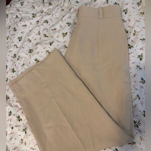 Beige Wide Leg Pants